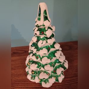 Frosted Flocked Ceramic Christmas Tree Music Box by Enesco